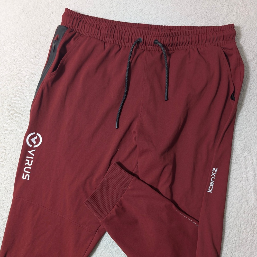 Virus Joggers Mens 33x29 XL Maroon Red Stretch IconX2 Training Pants $108